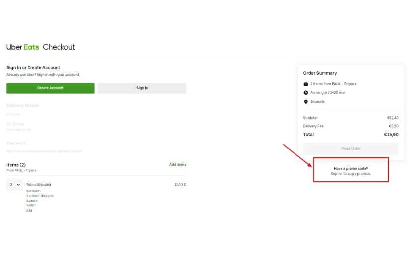 80 Code promo Uber Eats réduction Belgique Juillet 2024