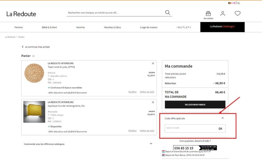 Comment utiliser un code promo Le Redoute.jpg
